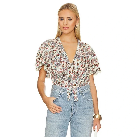 Free People Women's Call Me Later Bodysuit Floral in White Size Small - Picture 2 of 16